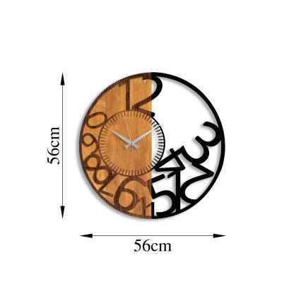 Wall clock d. 56 cm 1xAA wood/metal