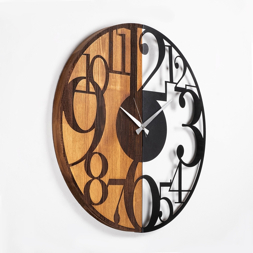 Wall clock d. 56 cm 1xAA wood/metal