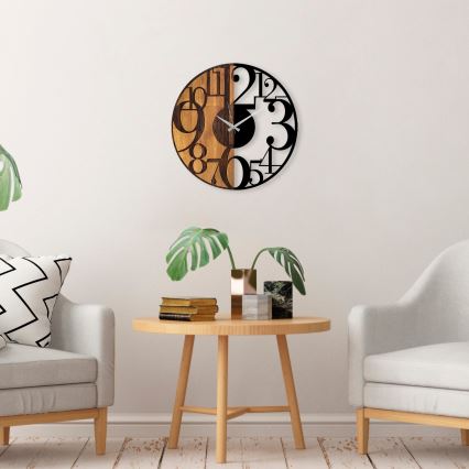 Wall clock d. 56 cm 1xAA wood/metal