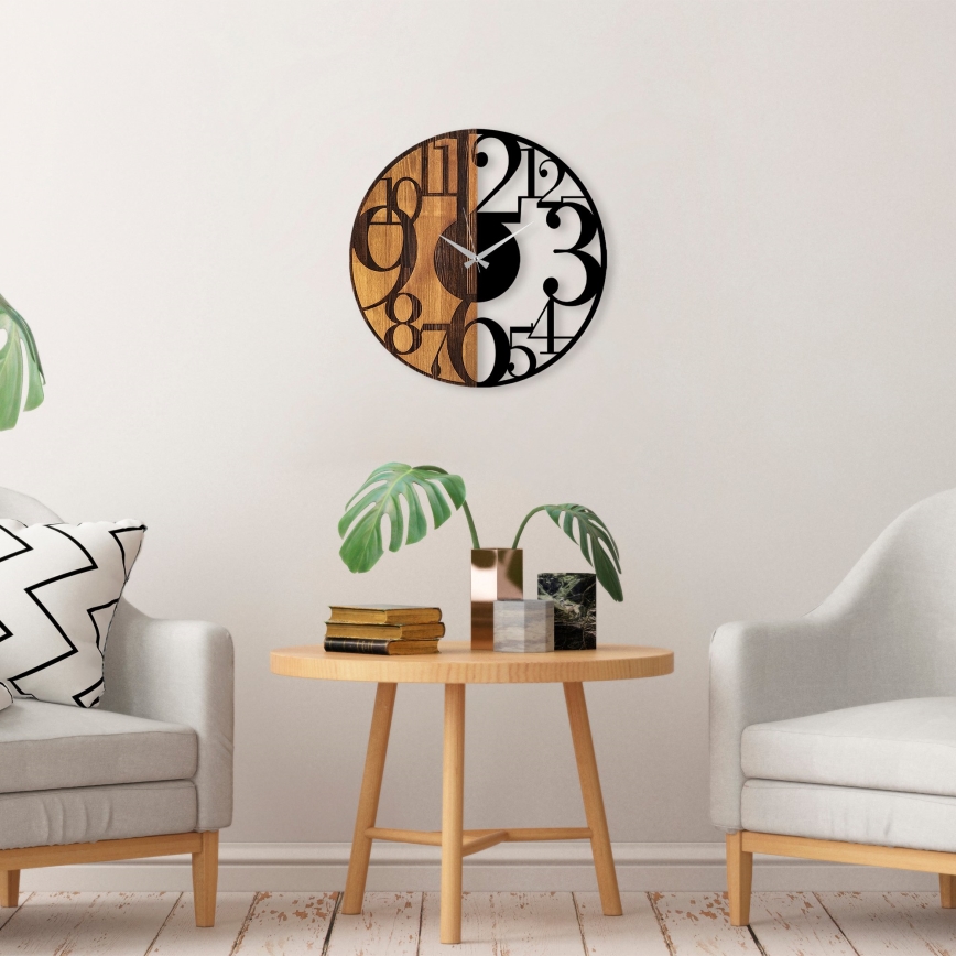Wall clock d. 56 cm 1xAA wood/metal