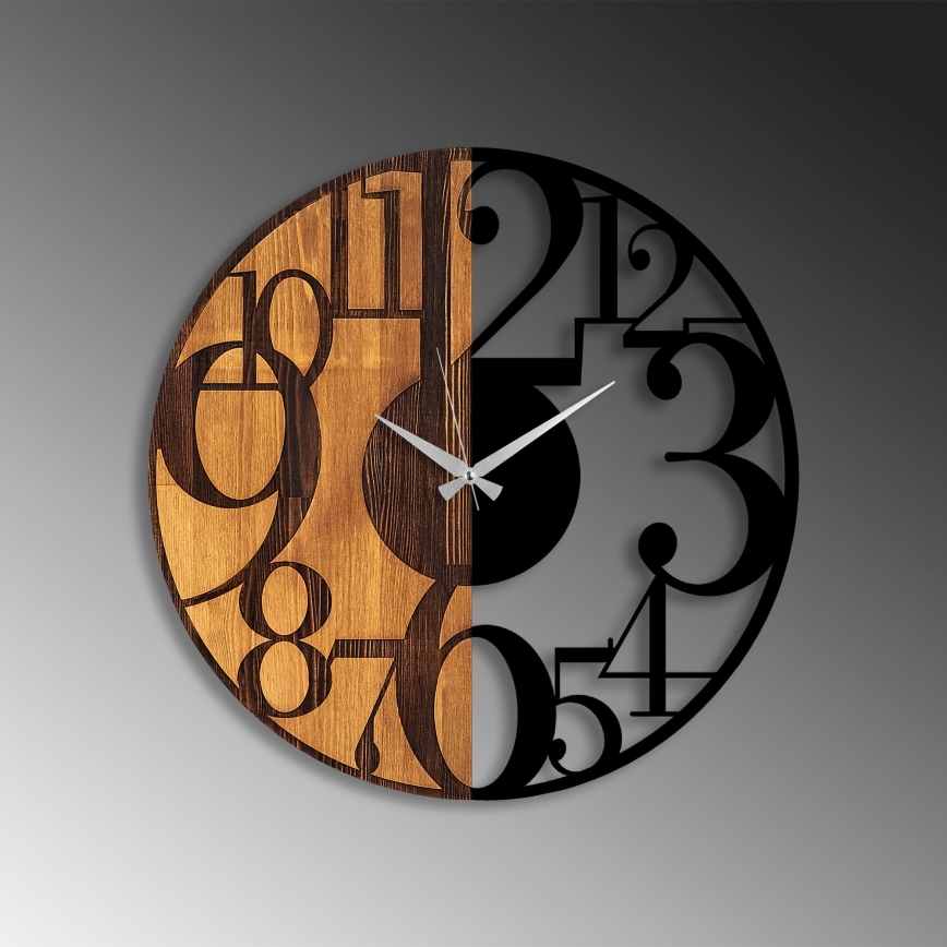 Wall clock d. 56 cm 1xAA wood/metal