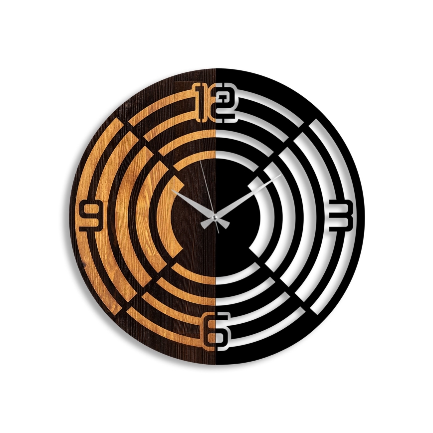 Wall clock d. 56 cm 1xAA wood/metal