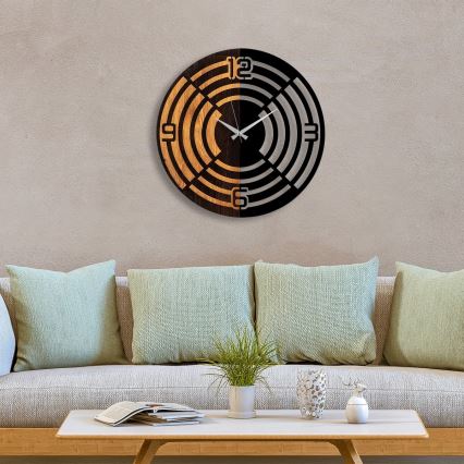 Wall clock d. 56 cm 1xAA wood/metal