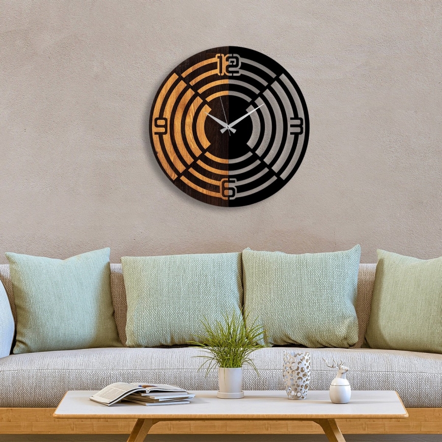 Wall clock d. 56 cm 1xAA wood/metal