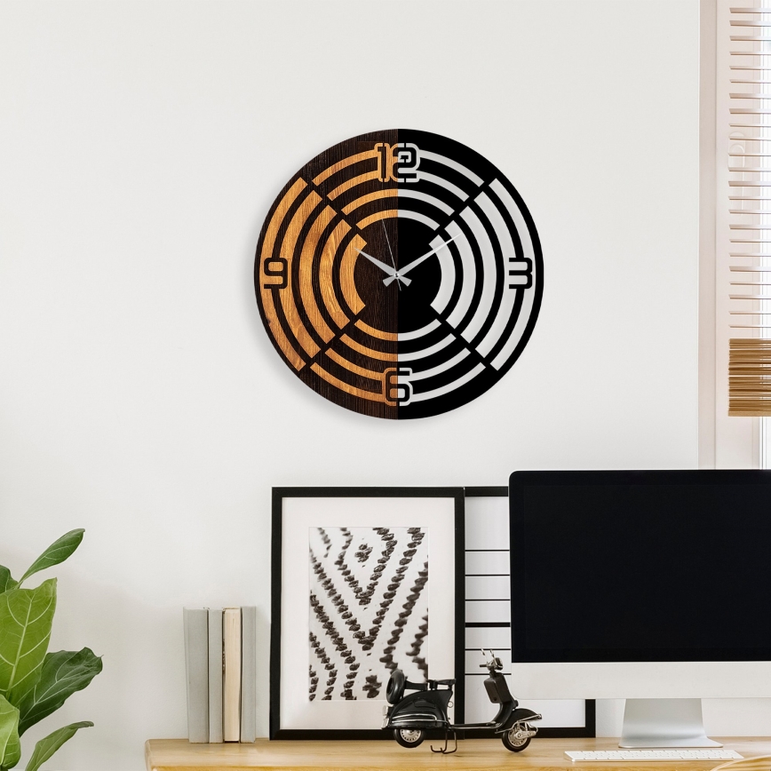 Wall clock d. 56 cm 1xAA wood/metal