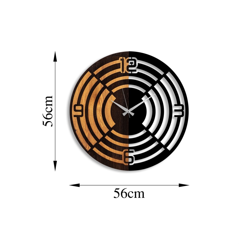 Wall clock d. 56 cm 1xAA wood/metal