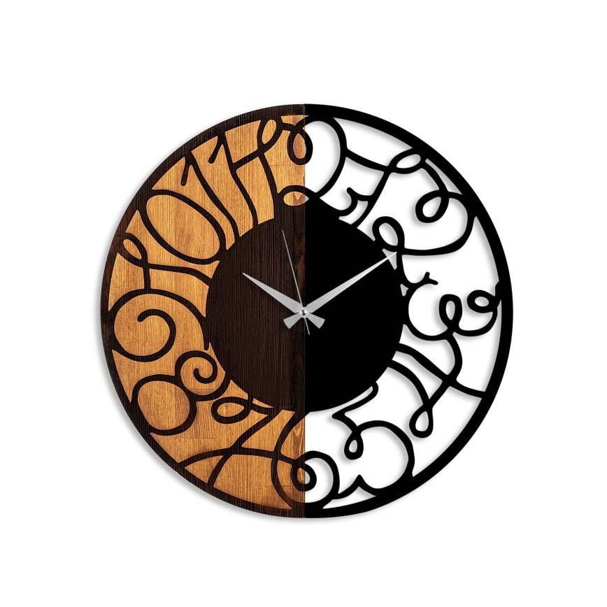 Wall clock d. 56 cm 1xAA wood/metal