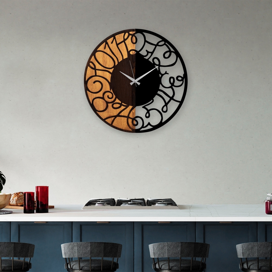 Wall clock d. 56 cm 1xAA wood/metal