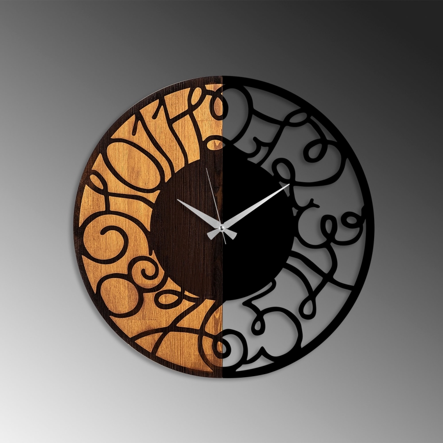 Wall clock d. 56 cm 1xAA wood/metal