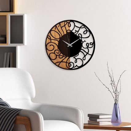 Wall clock d. 56 cm 1xAA wood/metal