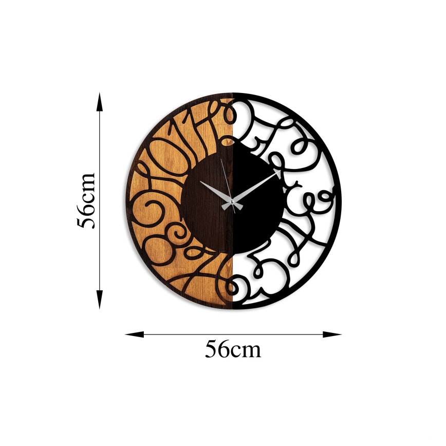Wall clock d. 56 cm 1xAA wood/metal