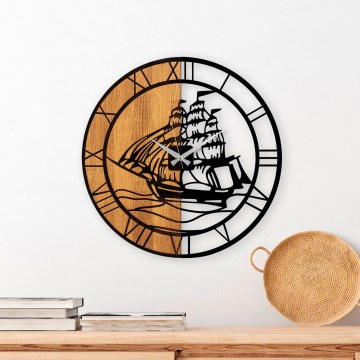 Wall clock d. 56 cm 1xAA wood/metal