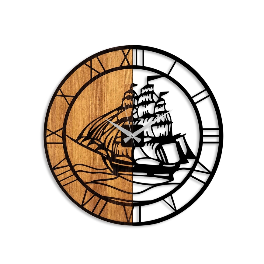 Wall clock d. 56 cm 1xAA wood/metal