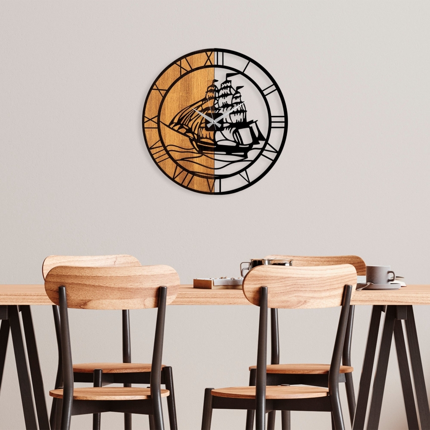 Wall clock d. 56 cm 1xAA wood/metal