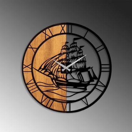 Wall clock d. 56 cm 1xAA wood/metal