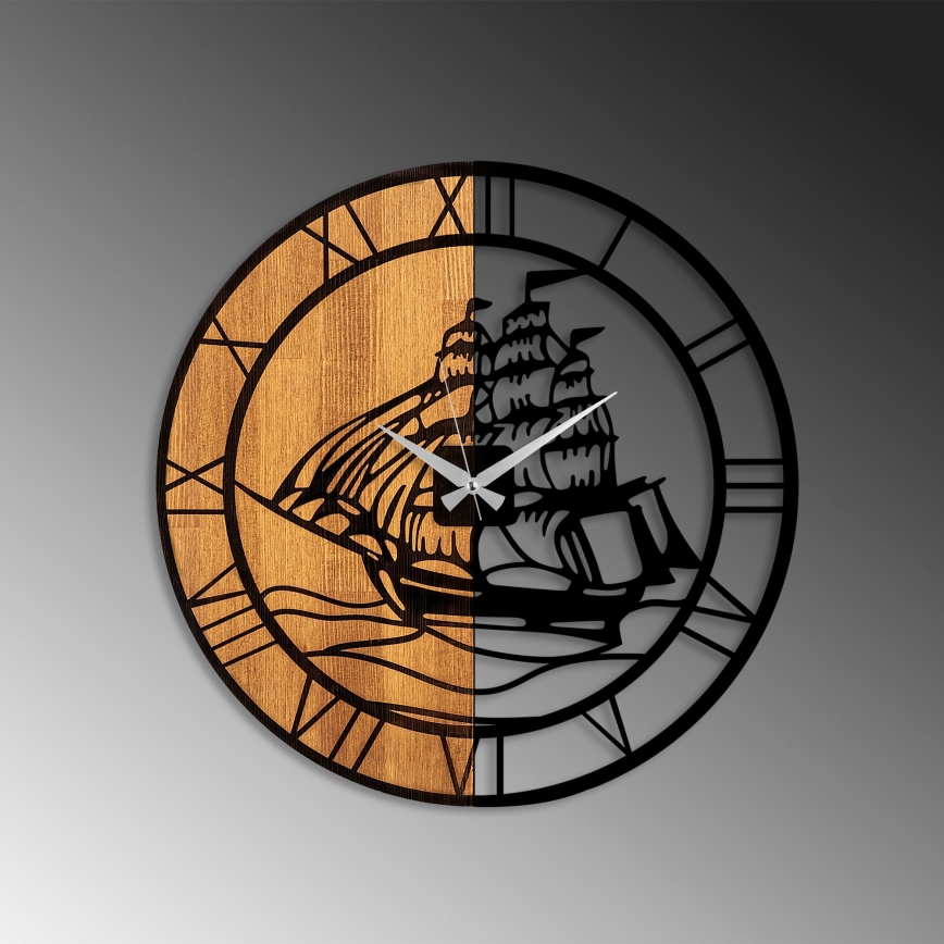 Wall clock d. 56 cm 1xAA wood/metal