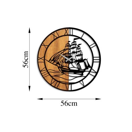 Wall clock d. 56 cm 1xAA wood/metal