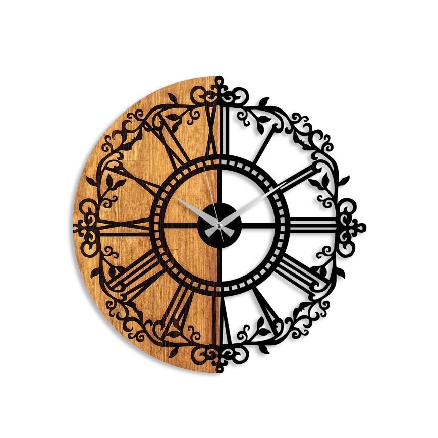 Wall clock d. 56 cm 1xAA wood/metal