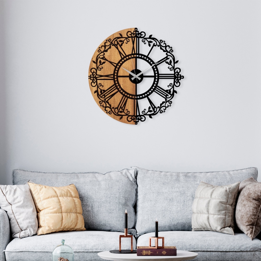 Wall clock d. 56 cm 1xAA wood/metal