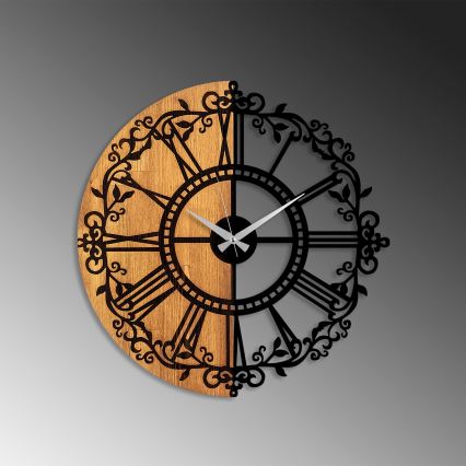 Wall clock d. 56 cm 1xAA wood/metal