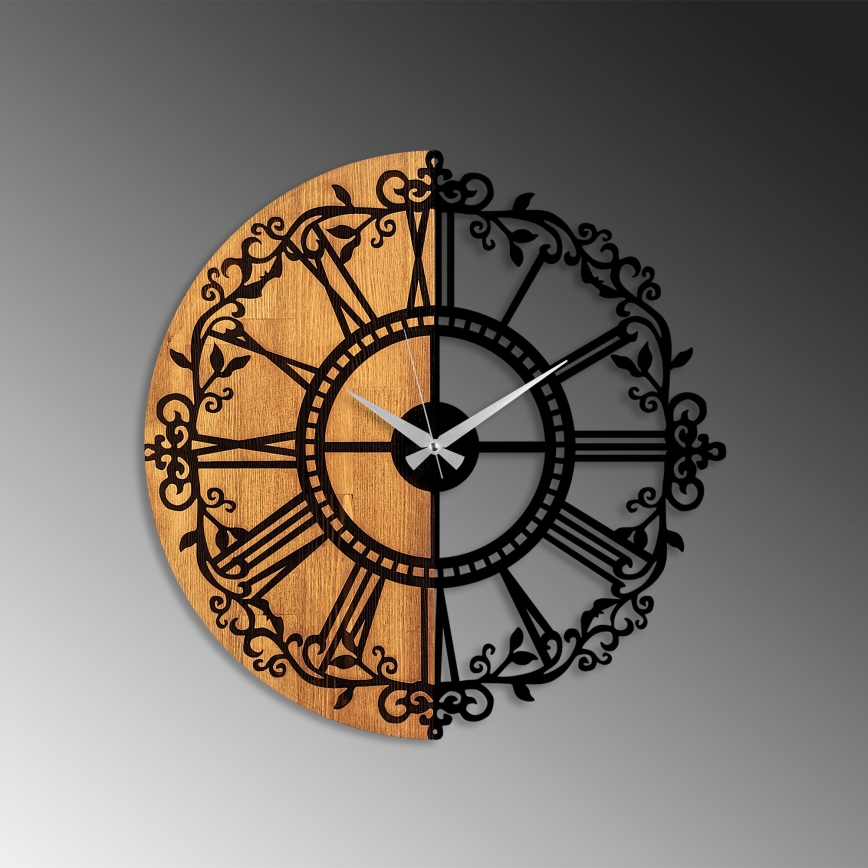 Wall clock d. 56 cm 1xAA wood/metal