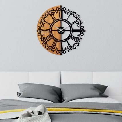 Wall clock d. 56 cm 1xAA wood/metal