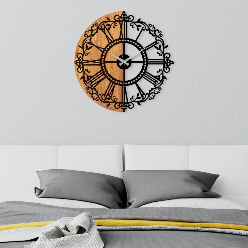 Wall clock d. 56 cm 1xAA wood/metal