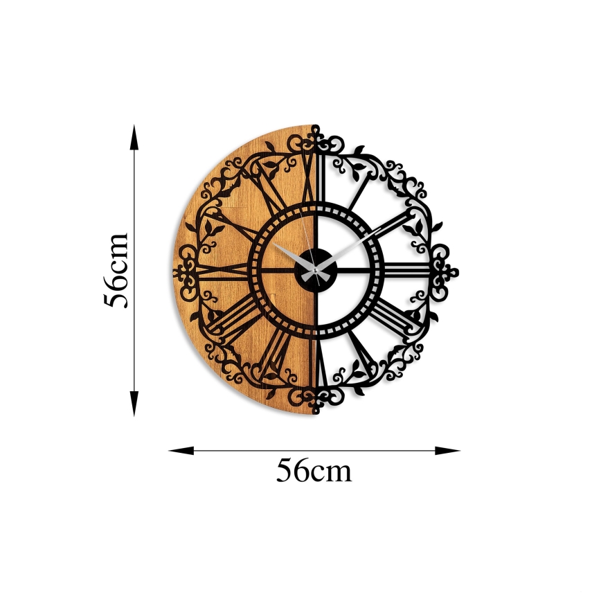 Wall clock d. 56 cm 1xAA wood/metal