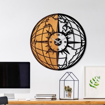 Wall clock d. 56 cm 1xAA wood/metal