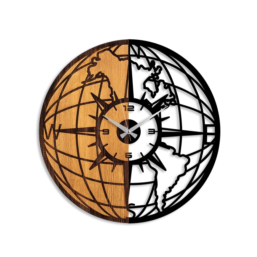Wall clock d. 56 cm 1xAA wood/metal