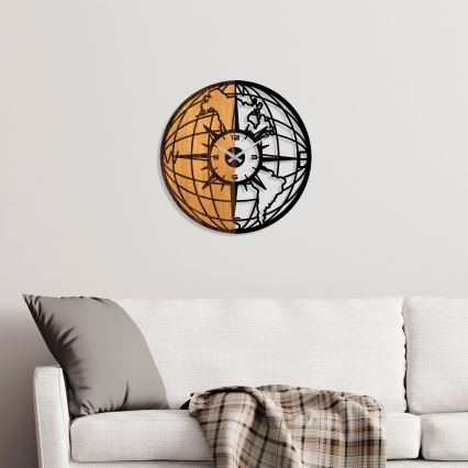 Wall clock d. 56 cm 1xAA wood/metal