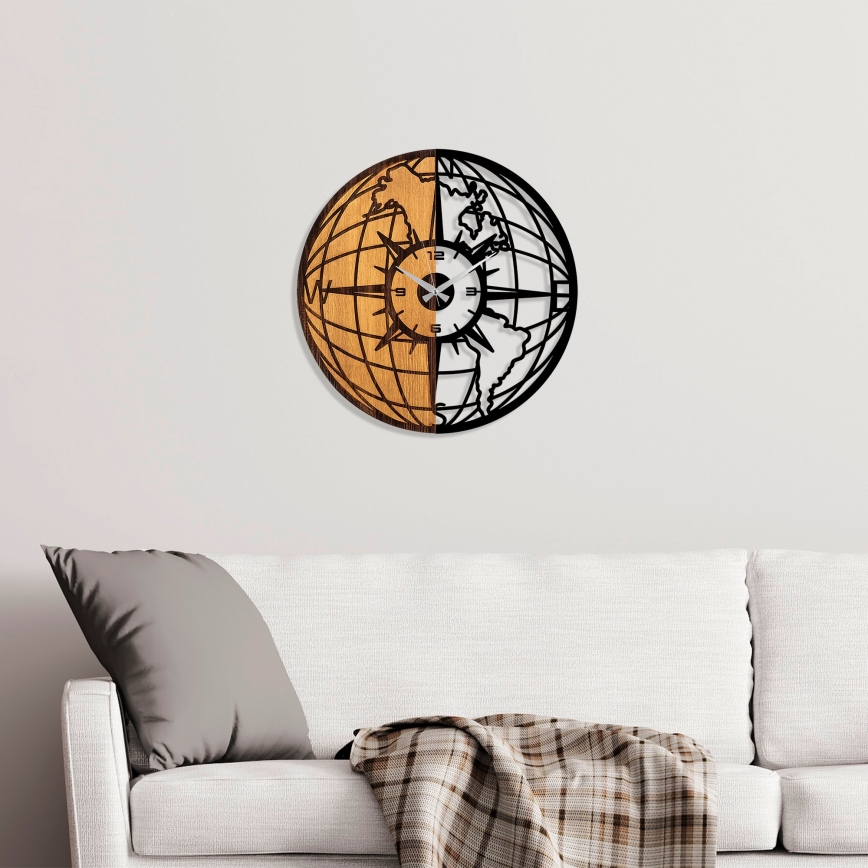 Wall clock d. 56 cm 1xAA wood/metal