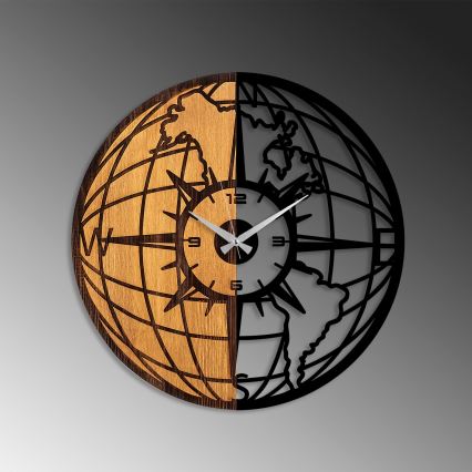 Wall clock d. 56 cm 1xAA wood/metal