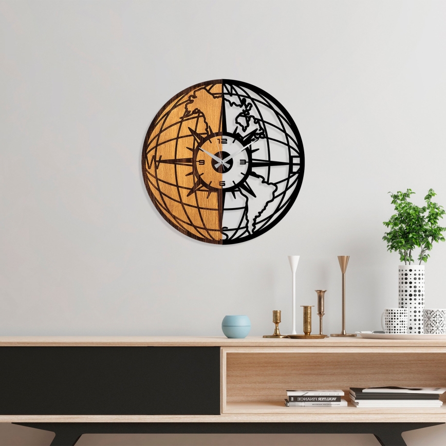 Wall clock d. 56 cm 1xAA wood/metal
