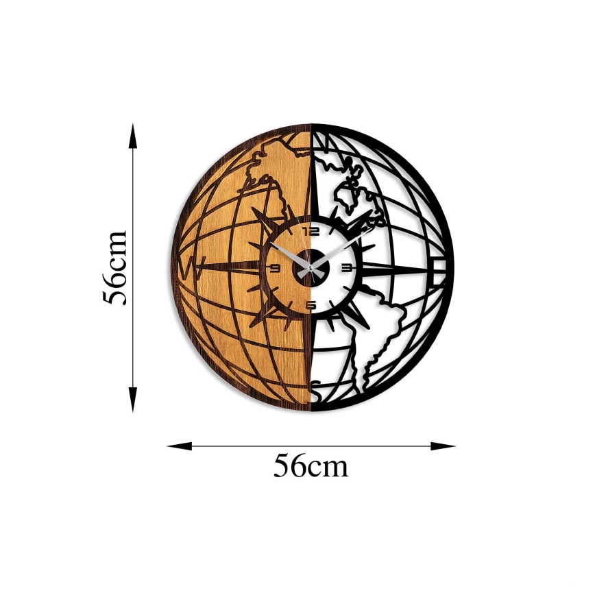 Wall clock d. 56 cm 1xAA wood/metal