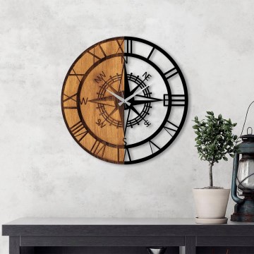 Wall clock d. 56 cm 1xAA wood/metal