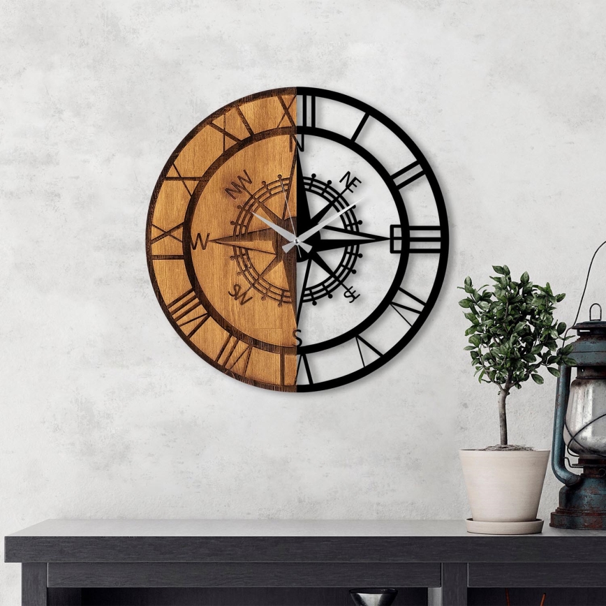 Wall clock d. 56 cm 1xAA wood/metal