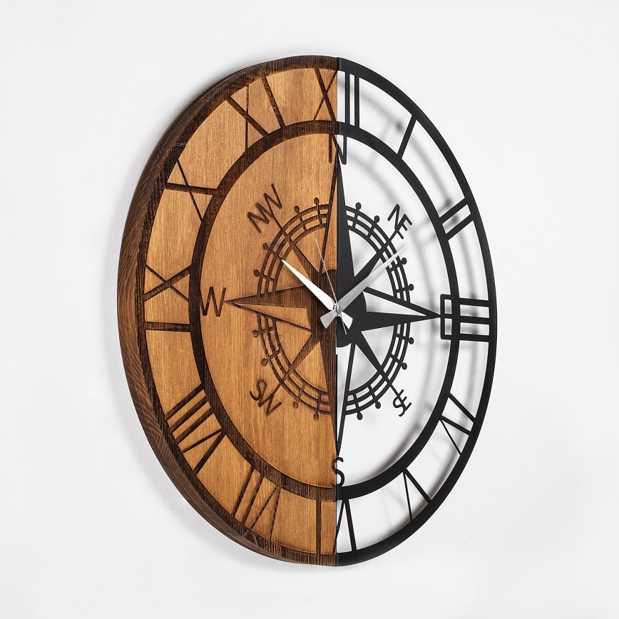 Wall clock d. 56 cm 1xAA wood/metal