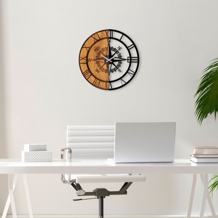 Wall clock d. 56 cm 1xAA wood/metal
