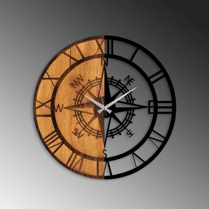 Wall clock d. 56 cm 1xAA wood/metal