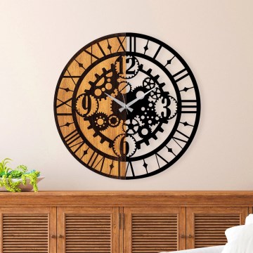 Wall clock d. 56 cm 1xAA wood/metal