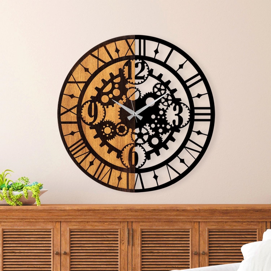 Wall clock d. 56 cm 1xAA wood/metal