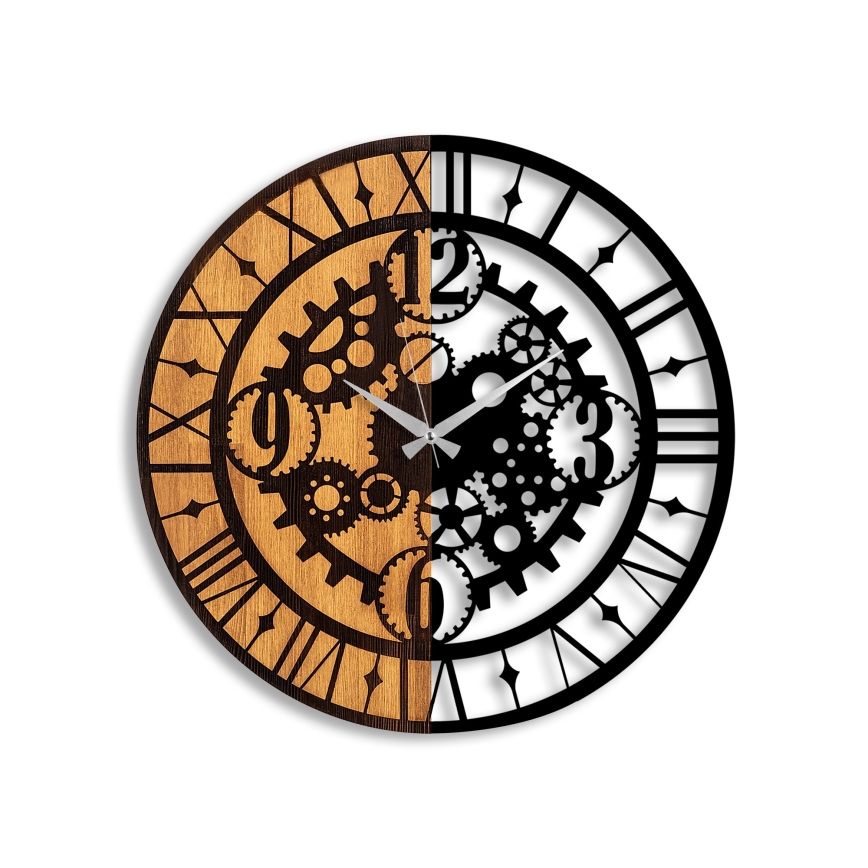 Wall clock d. 56 cm 1xAA wood/metal