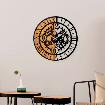 Wall clock d. 56 cm 1xAA wood/metal