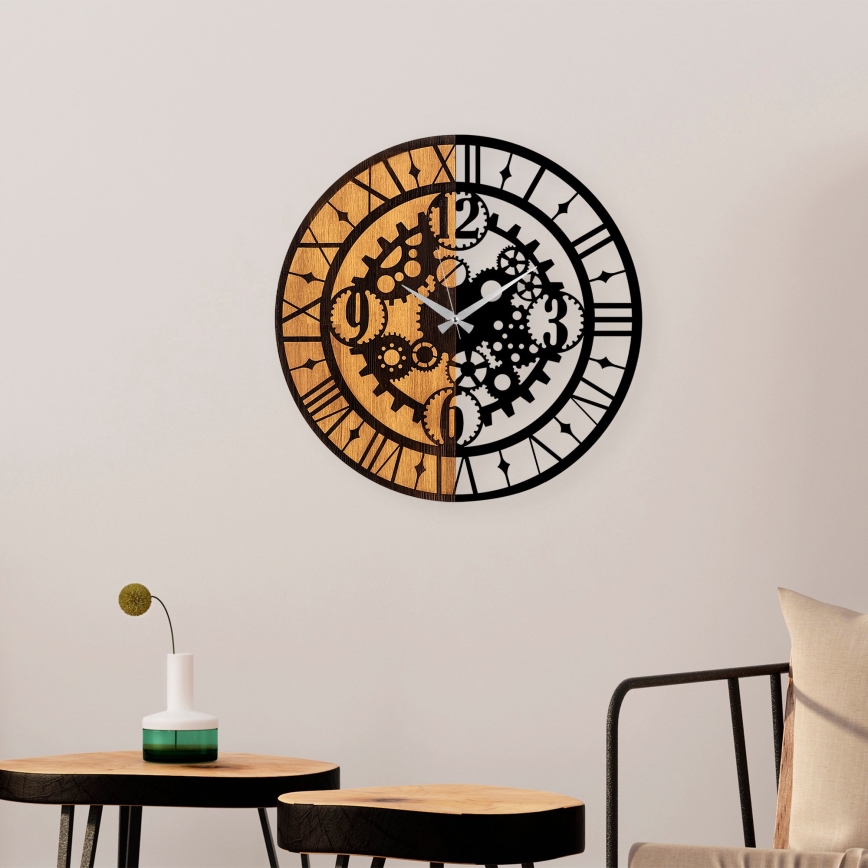 Wall clock d. 56 cm 1xAA wood/metal