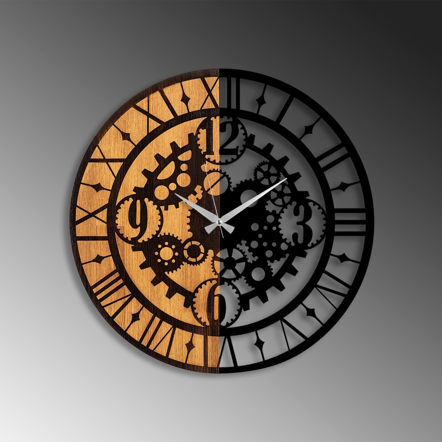 Wall clock d. 56 cm 1xAA wood/metal