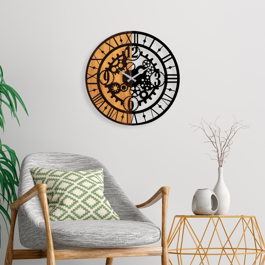 Wall clock d. 56 cm 1xAA wood/metal