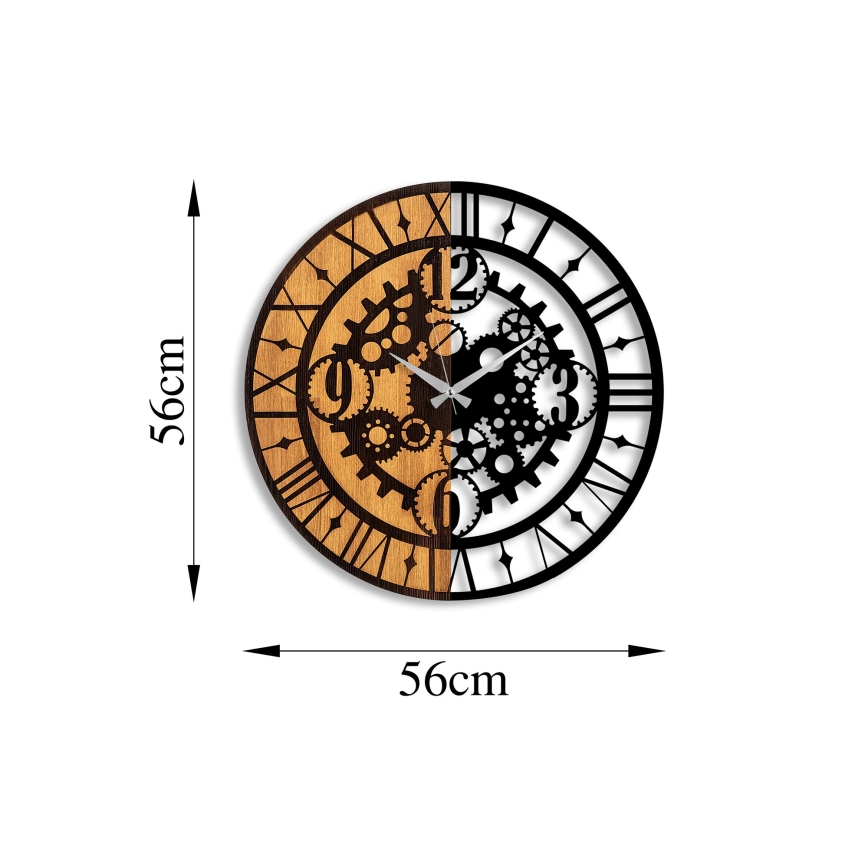 Wall clock d. 56 cm 1xAA wood/metal