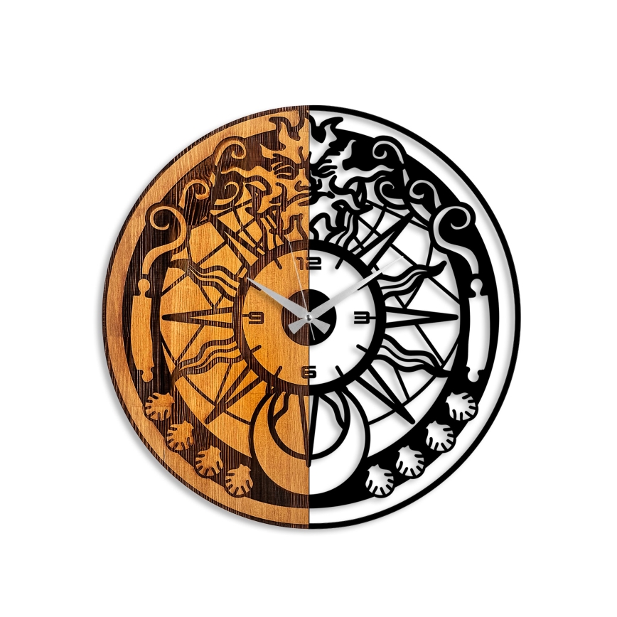 Wall clock d. 56 cm 1xAA wood/metal