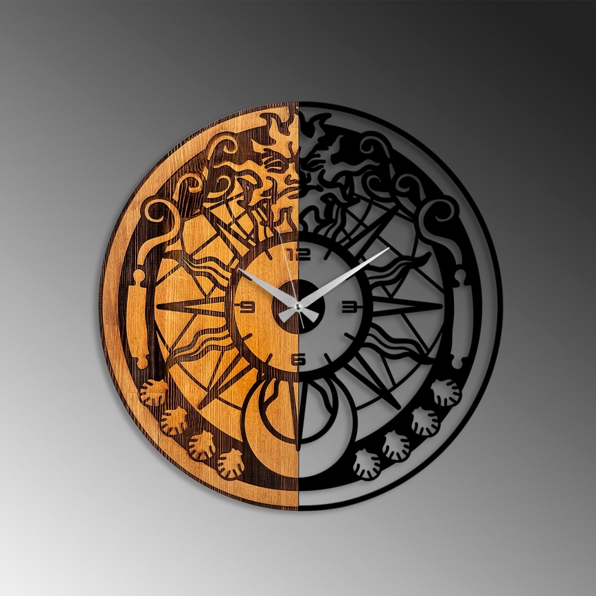 Wall clock d. 56 cm 1xAA wood/metal